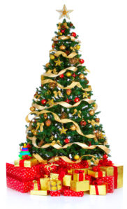 Christmas Tree and Gifts. Over white background