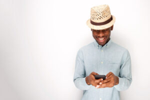 Man Happy to Receive Text
