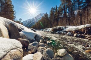 mountain river thaw deposit photo december 2020