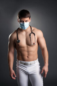 gay shirtless masked fantasy doctor with stethoscope deposit photo 2 8 21