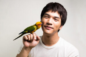 asian man with parakeet deposit photo 9 28 22