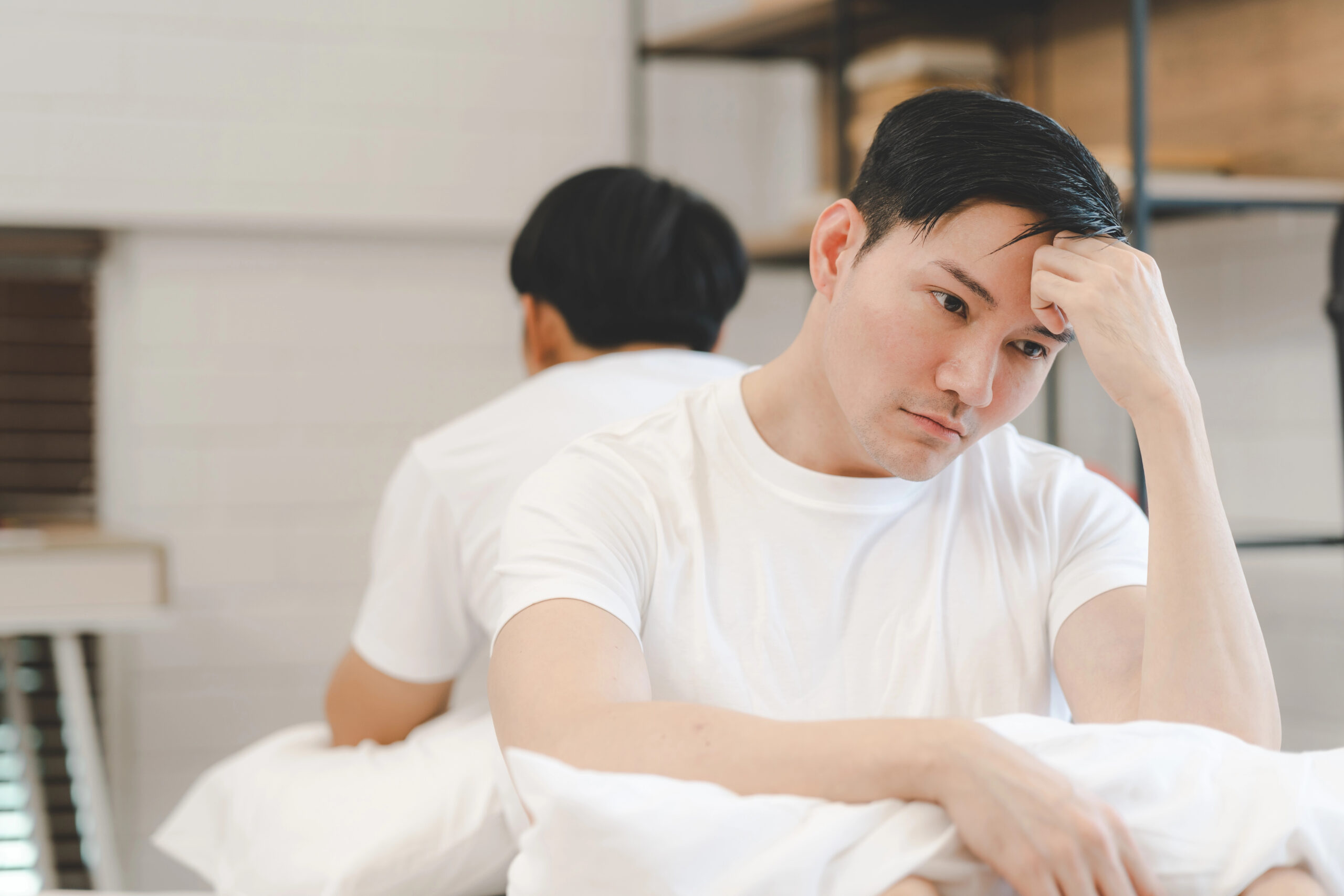 Gay couple navigating erectile dysfunction and sexual confidence