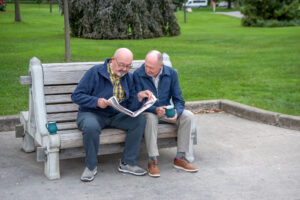Two older gay men considering life after retirement together