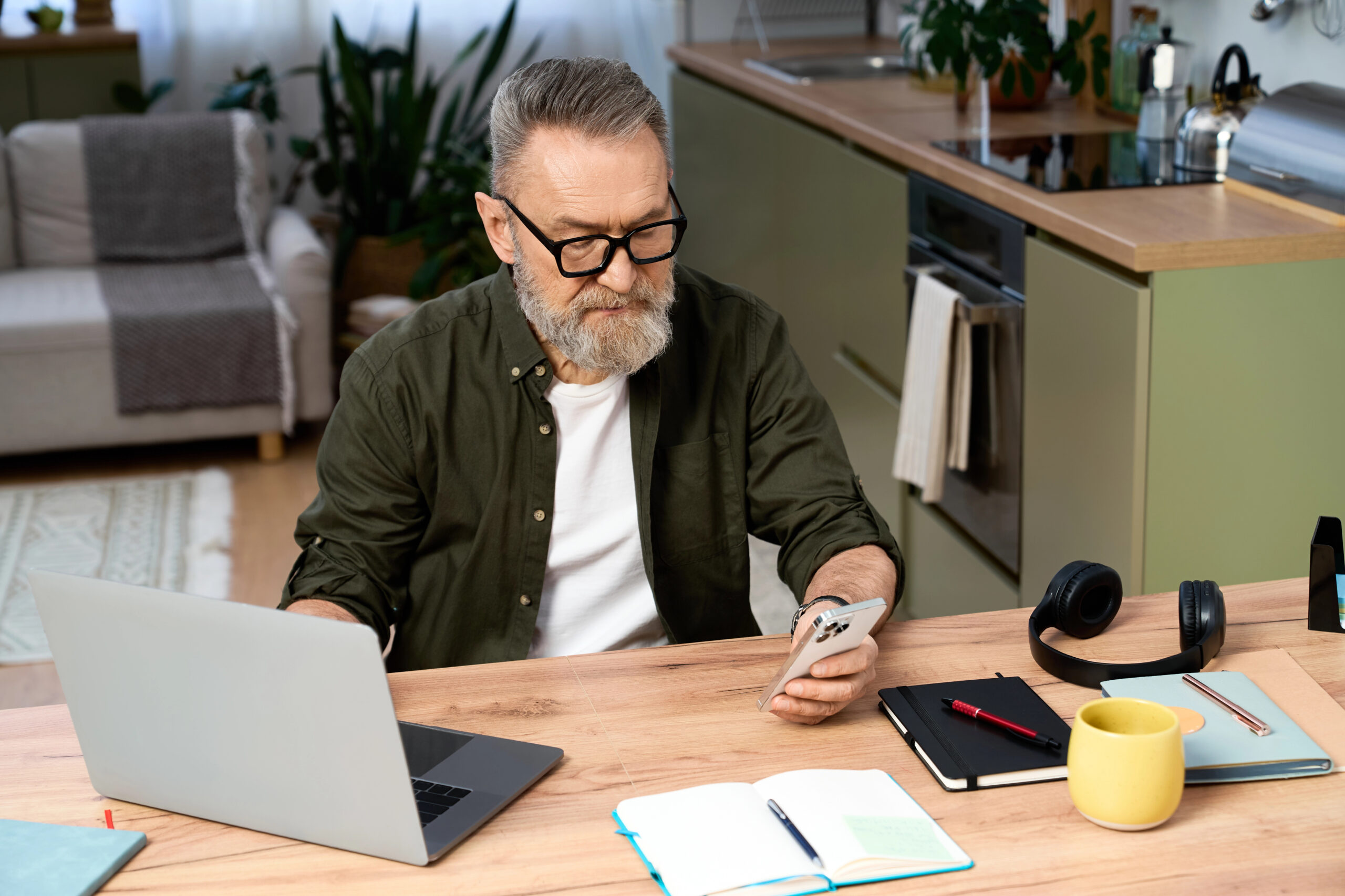 Older gay man planning how he wants to spend his retirement