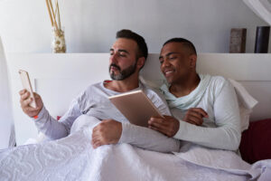 A gay couple in bed